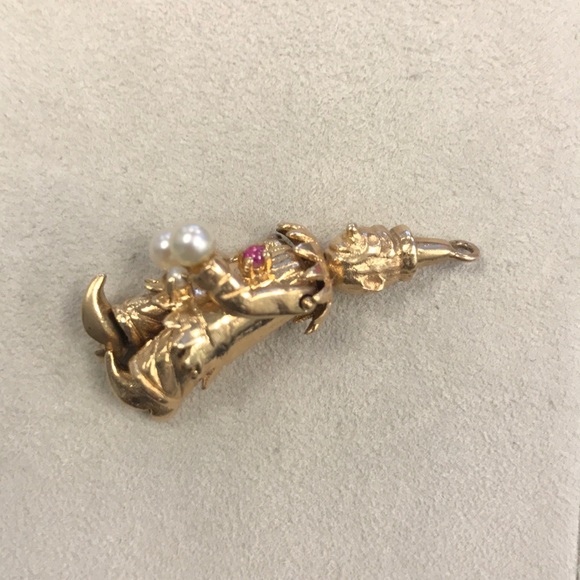 14k Yellow Gold Clown Movable Pendant/Charm - Picture 3 of 8